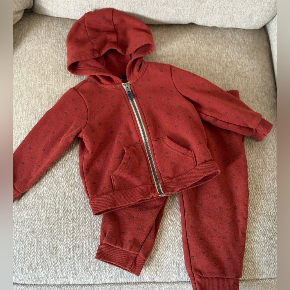Red Hooded Kids Tracksuit